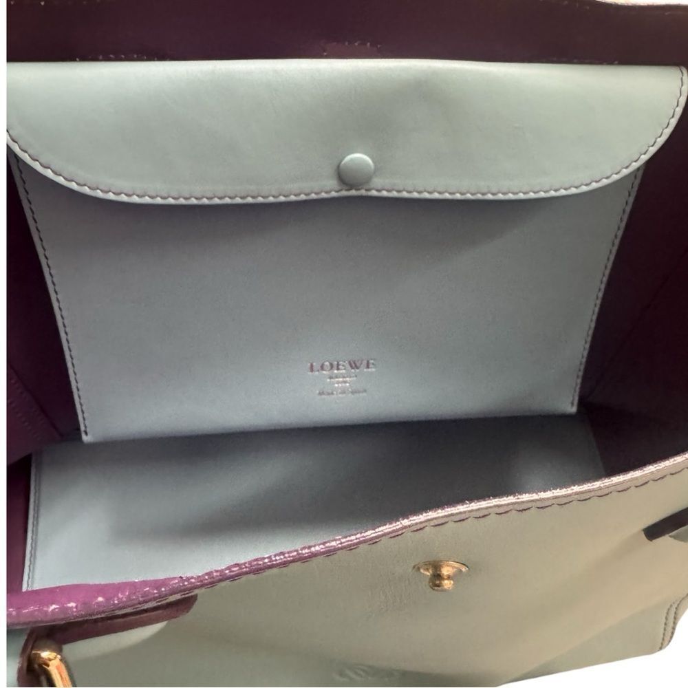 Loewe Leo Blue Leather Tote Bag With Pouch Auth - Picture 14 of 16